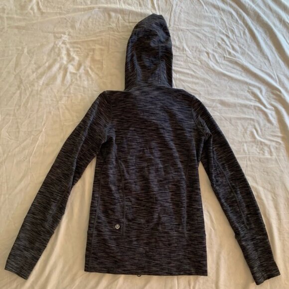 Lululemon Black & Grey Workout Zip Up Hoodie Light Jacket - Picture 2 of 4